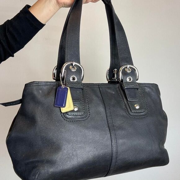 Coach Vintage Y2K Black Leather Soho Tote Shoulder Bag - Picture 2 of 7